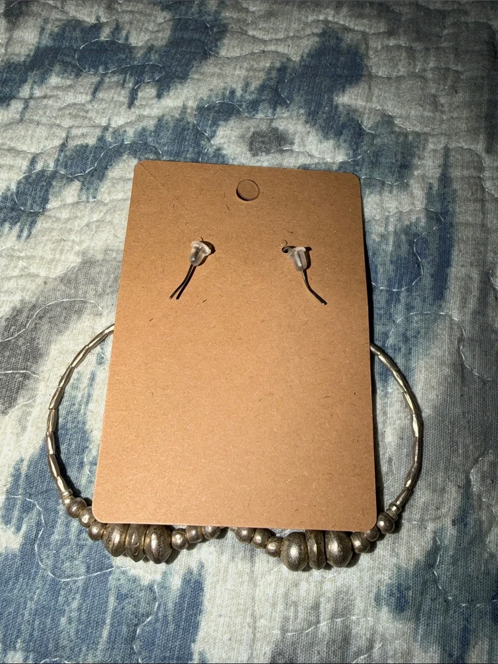 Textured Silver Beaded Hoop Earrings — Women Jewelry
